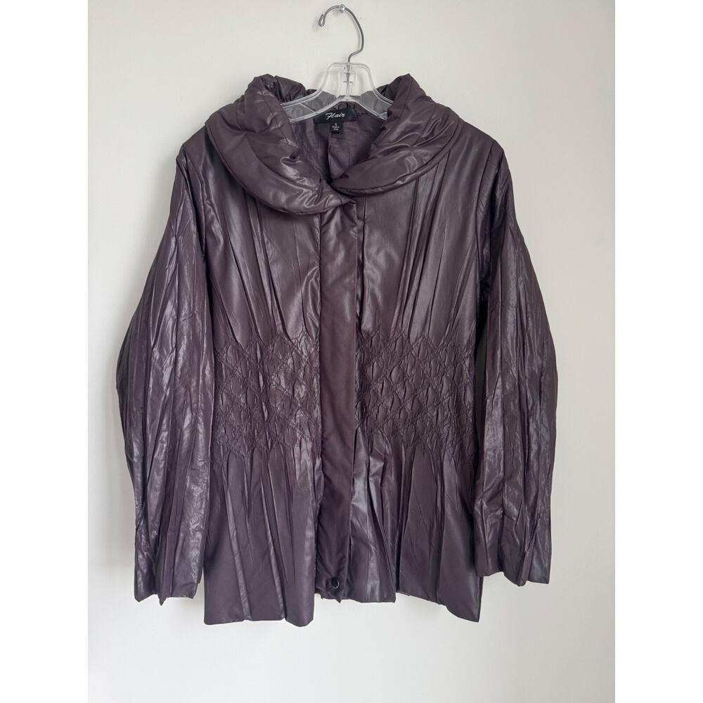 FLAIR LAGENLOOK FULL ZIP OVERSIZE COLLAR CRINKLE TOPPER JACKET